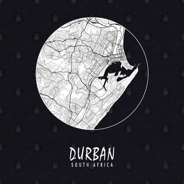 Durban, South Africa City Map - Full Moon by deMAP Studio